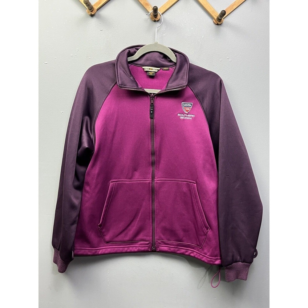 North End Jacket Womens Medium Purple USTA Georgia‎ Tennis Full Zip Fleece Lined